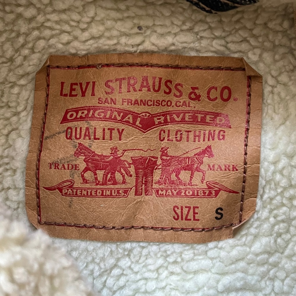 Levis Sherpa Lined Trucker Jacket Medium Wash Denim Blue Mens Size S - Picture 4 of 16